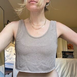Alo brown / tan teddy bear cropped tank! Size small